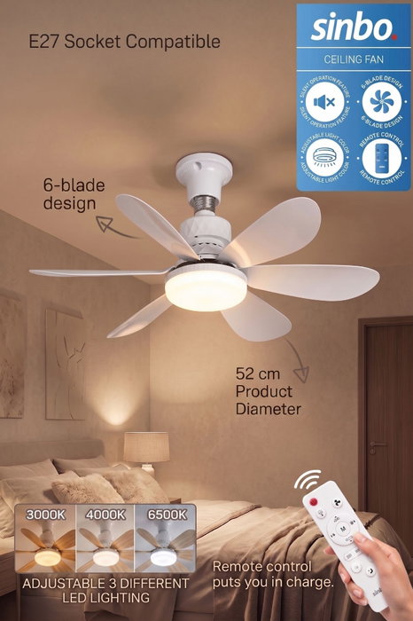 Sinbo SF-7708-W Ventilador de techo con control remoto e iluminación LED, Blanco Sinbo SF-7708-W Ventilador de techo con control remoto e iluminación LED, Blanco